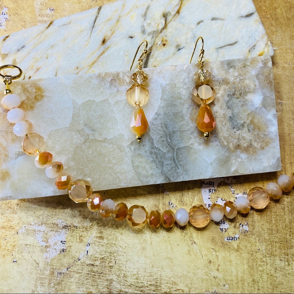 Sparkly Tangerine Swarovski Bracelet Earring Set
